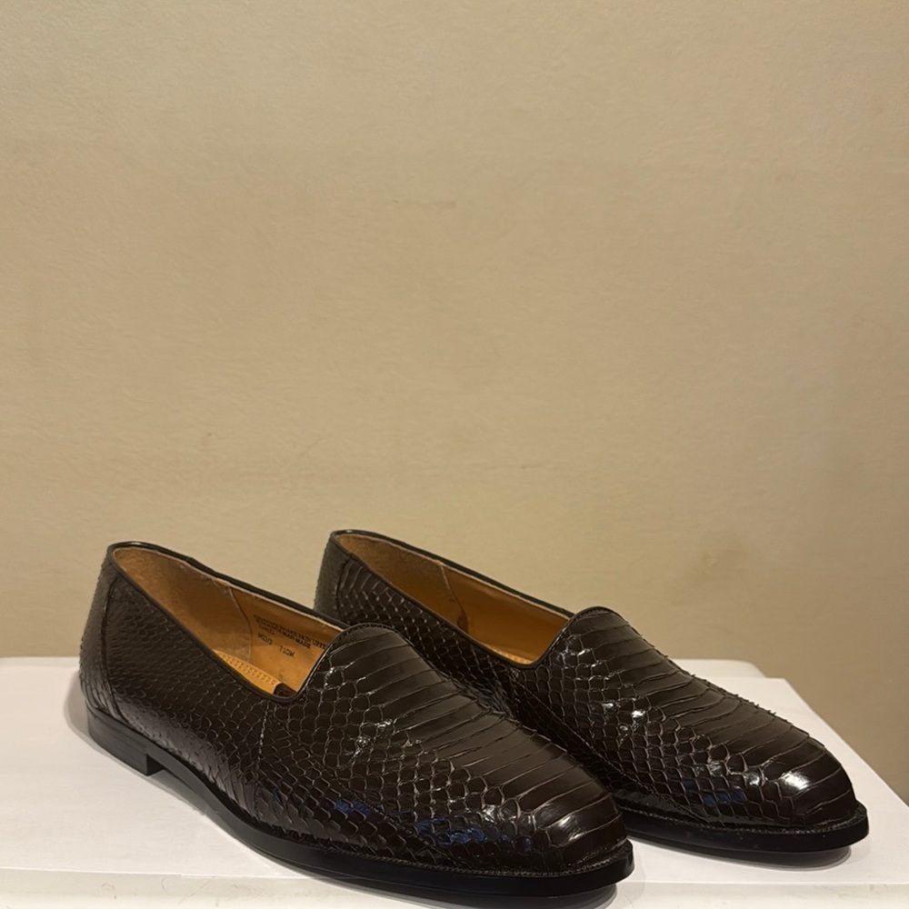 Unisex Giorgio Brutini Snakeskin Elegant Brown Loafers sz 7.5